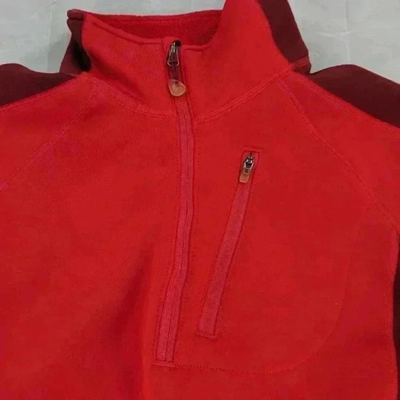 Eddie Bauer Women M 1/4 Zip Pullover Long Sleeve Sweater Jacket Top 2 Tone Red - Picture 3 of 9